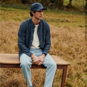 Octobre Editions Benny Shirt Dark Grey Mandarin Collar XL Made in Portugal